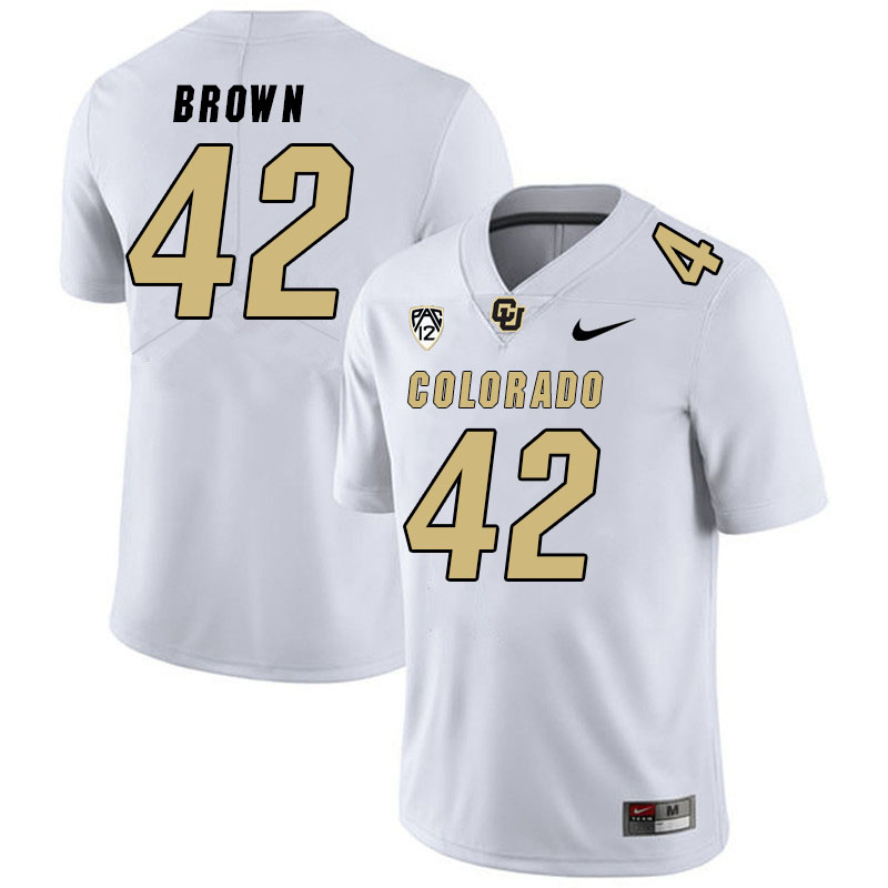 Men #42 Jeremiah Brown Colorado Buffaloes College Football Jerseys Stitched Sale-White